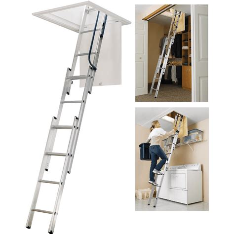 <b>Compact</b> Aluminum <b>Attic</b> <b>Ladder</b> with 250 lb. . Werner compact attic ladder